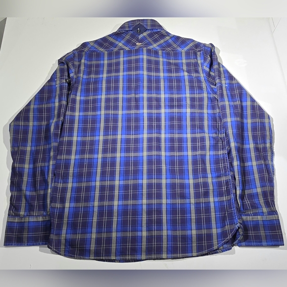 G-Star Raw Correct Line Plaid Button Down Gray Blue Shirt Men Large - Picture 2 of 8